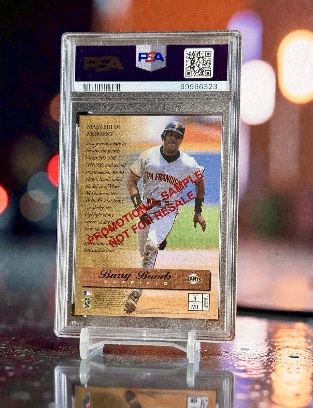 1997 BARRY BONDS Refractor FINEST MASTERS W/Coating PSA 8 Promotion Variation