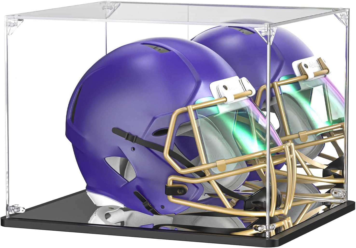 Mini Helmet Display Case with UV Protection & Mirror Back | Clear Acrylic Showca