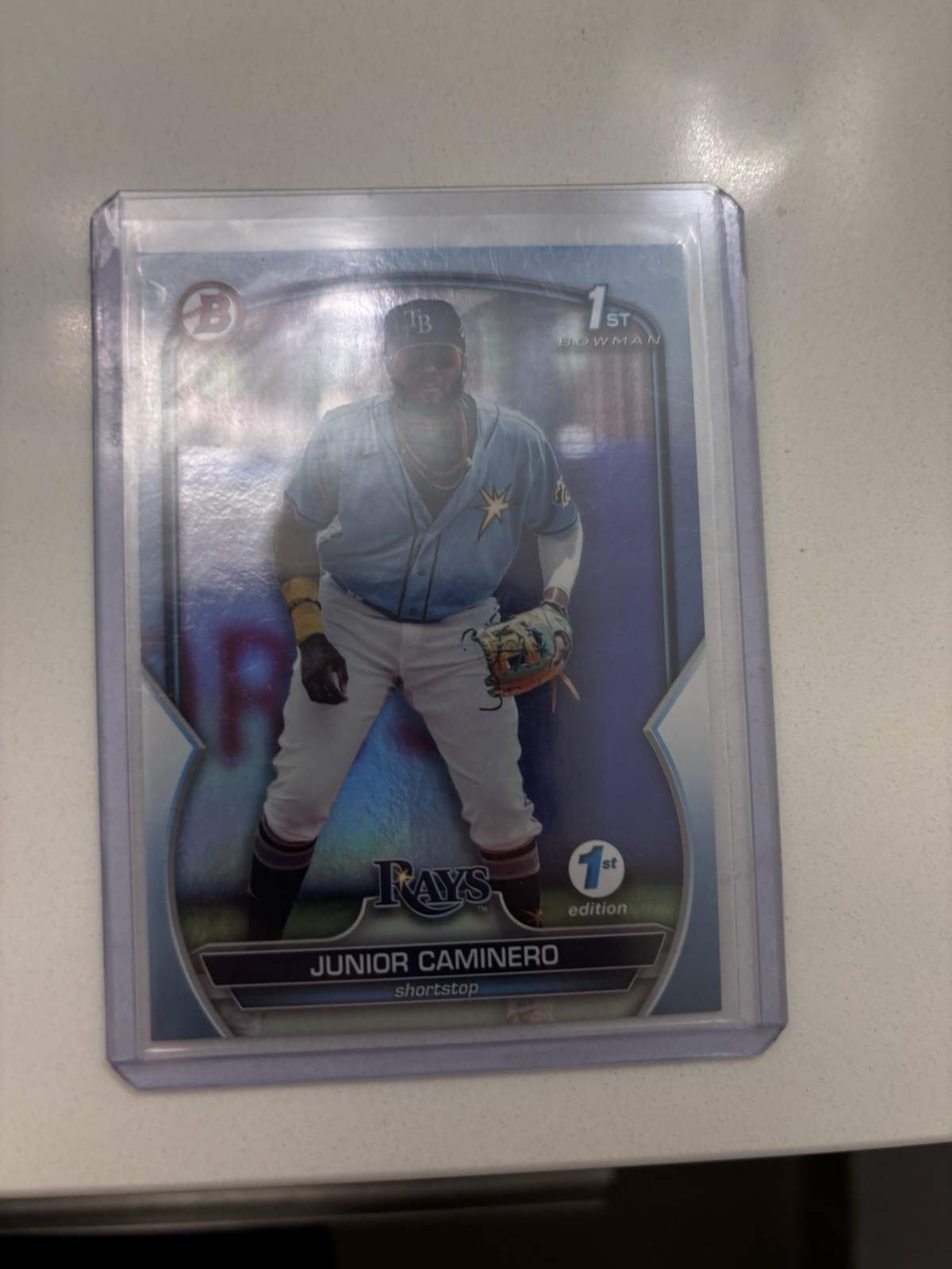 2023 Bowman 1st Edition – Junior Caminero #BPPF-61 Sky Blue Foil (RC)