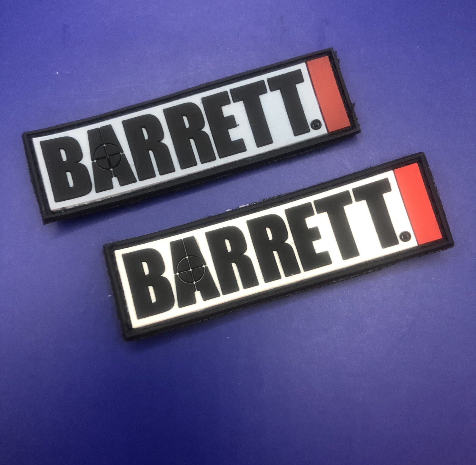 Barrett Firearms 1”x3” White Background hook back (white) PVC PATCH