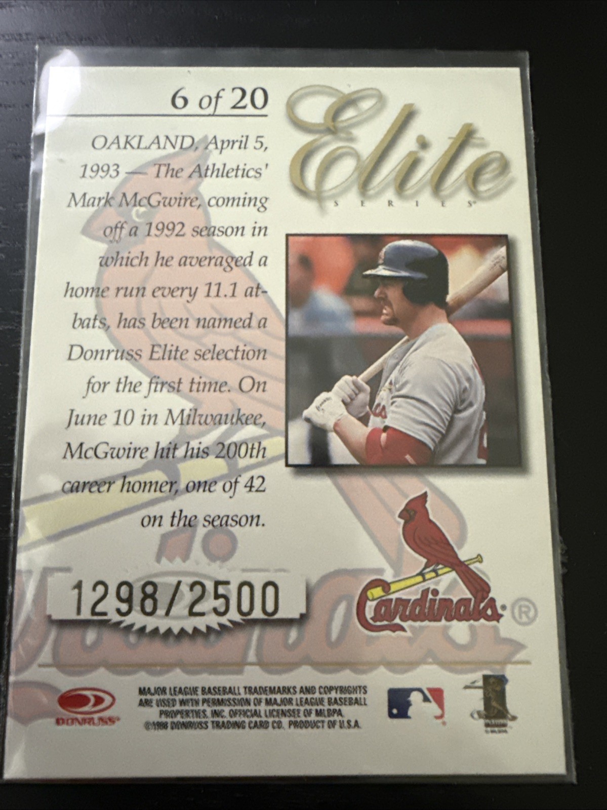1998 Donruss – Elite Series Mark McGwire #6 /2500