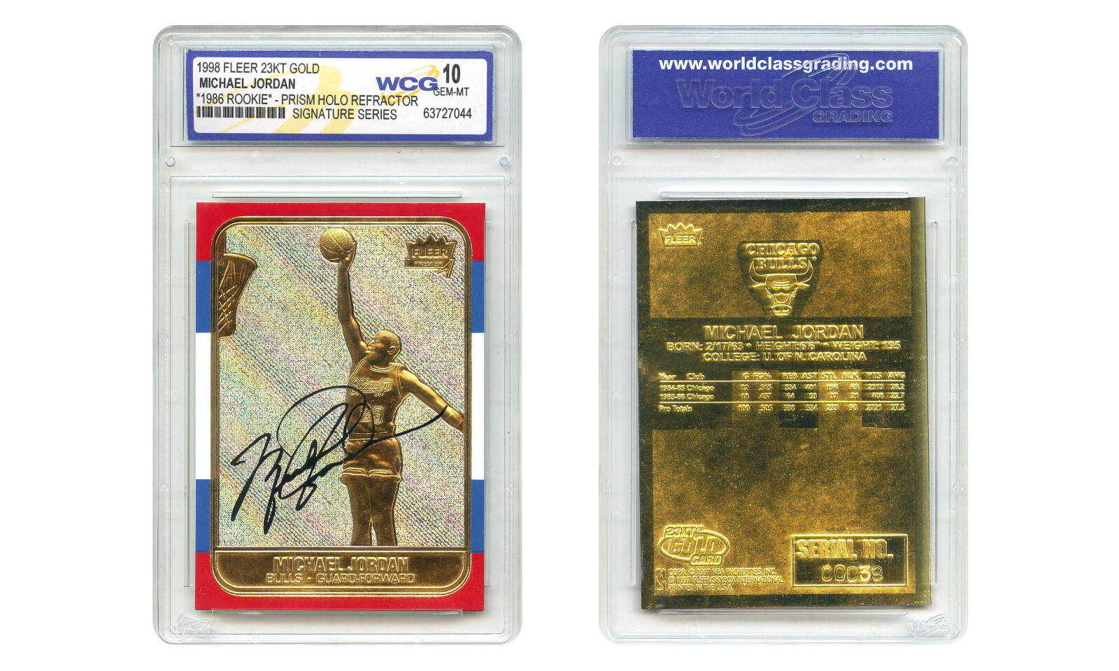 MICHAEL JORDAN 1998 FLEER 23K Gold Card PRIZM HOLO Rookie ’86 Design GEM MINT 10