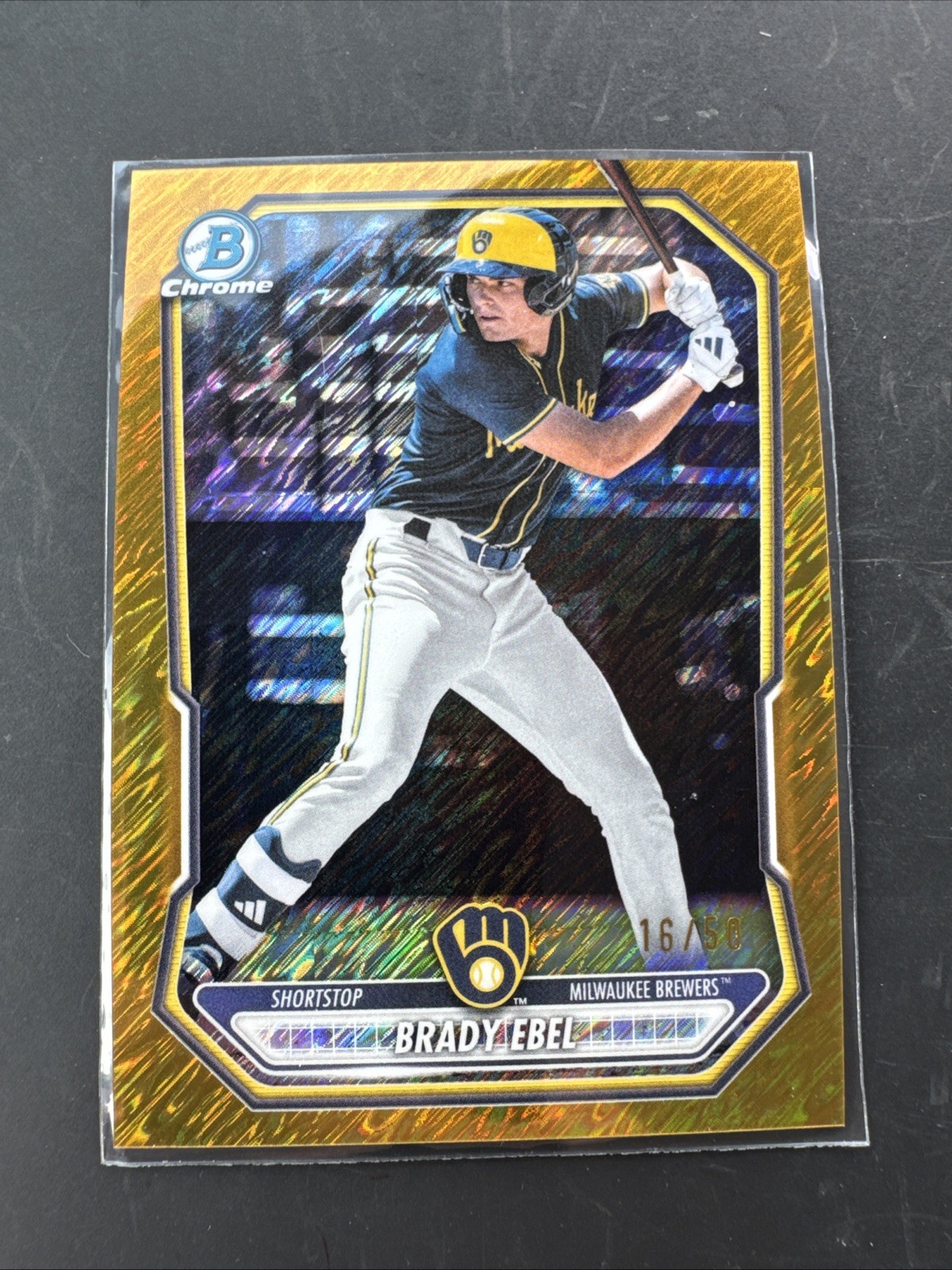 2026 Topps Bowman Draft Brady Ebel Gold Shimmer /50 Brewers BCP-142