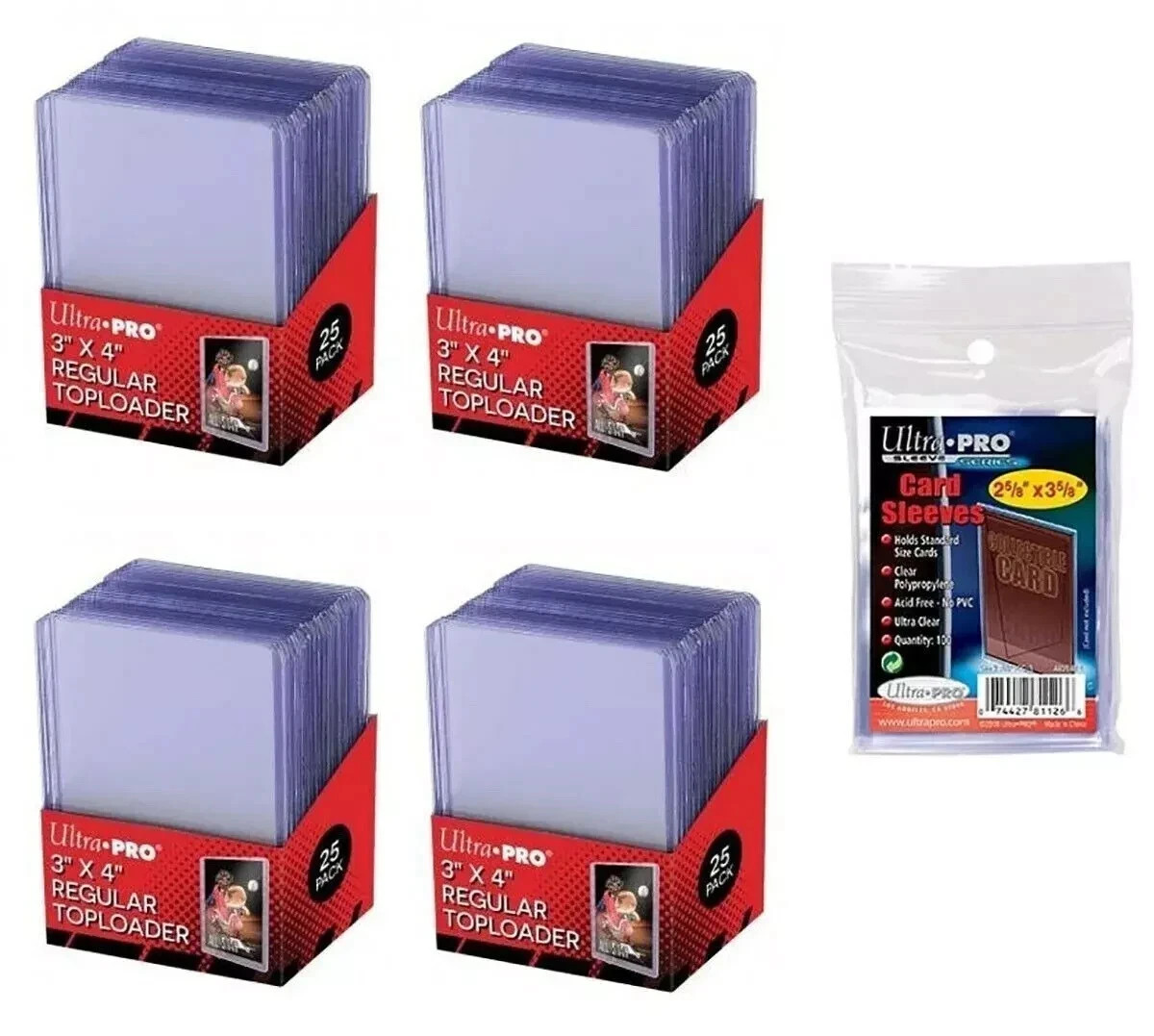 NEW SEALED – 100 Ultra Pro Regular 3 x 4 Toploaders + 100 Penny Sleeves