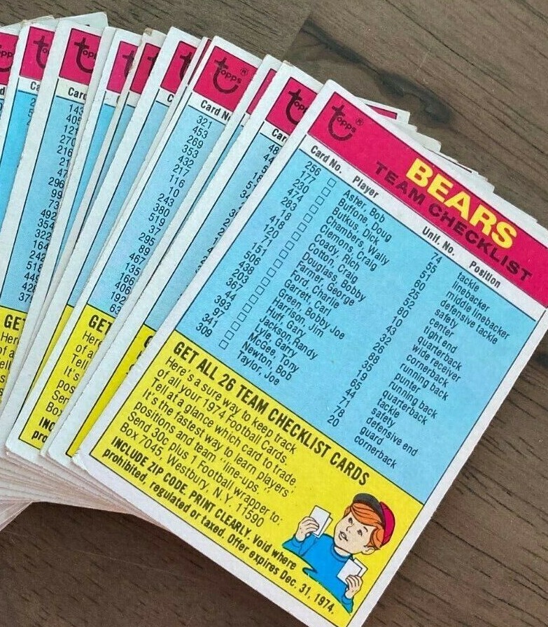 1974 Topps Football Team Checklist Pick from photos .10¢ shipping after 1st one!