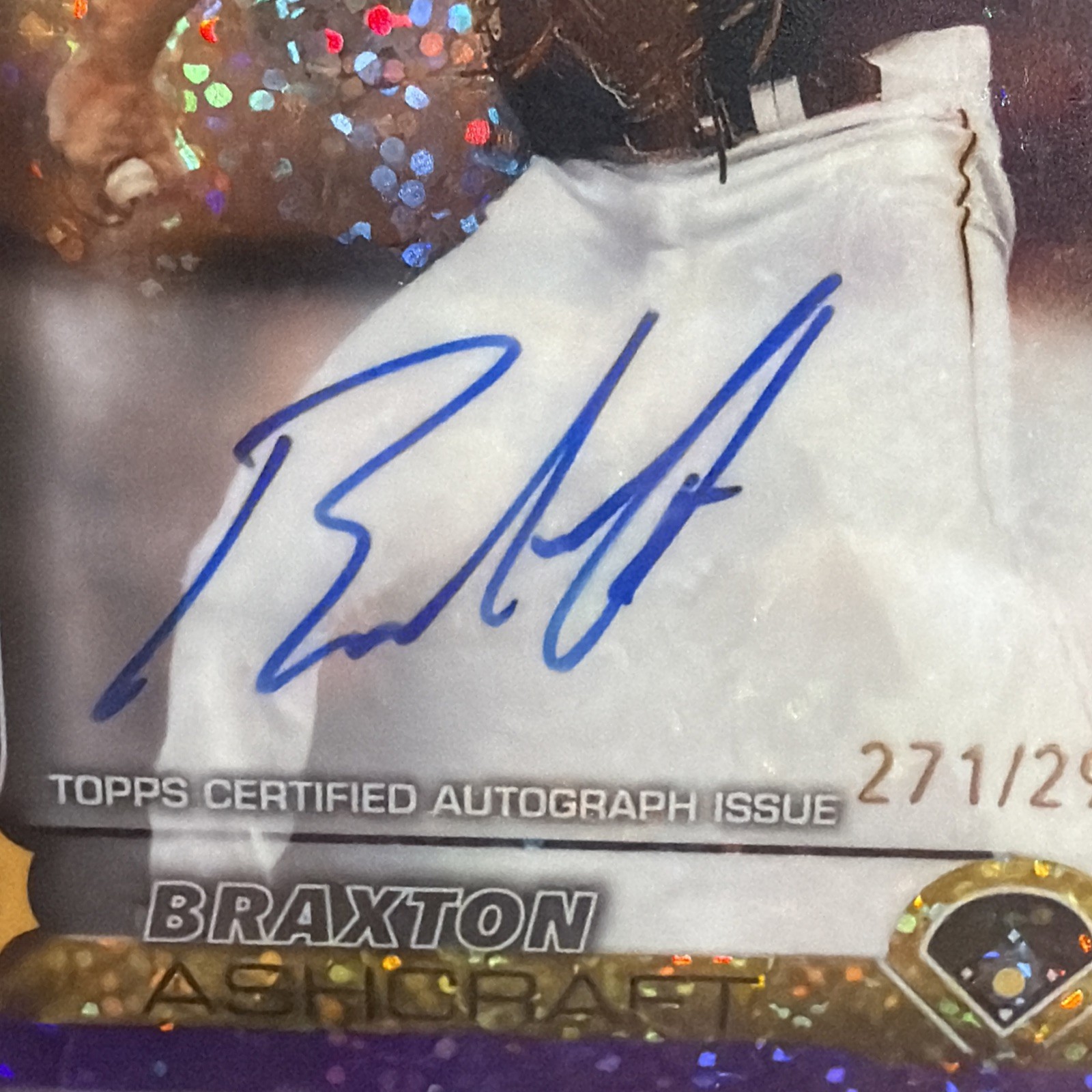 2025 Topps Chrome Update Braxton Ashcraft Purple Speckle Refractor Auto RC /299