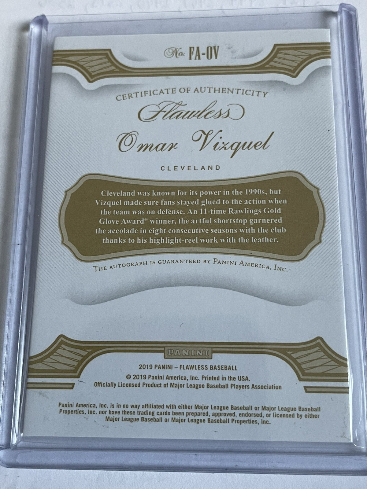 2019 Panini Flawless Flawless Auto Ruby /20 Omar Vizquel #FA-OV Auto