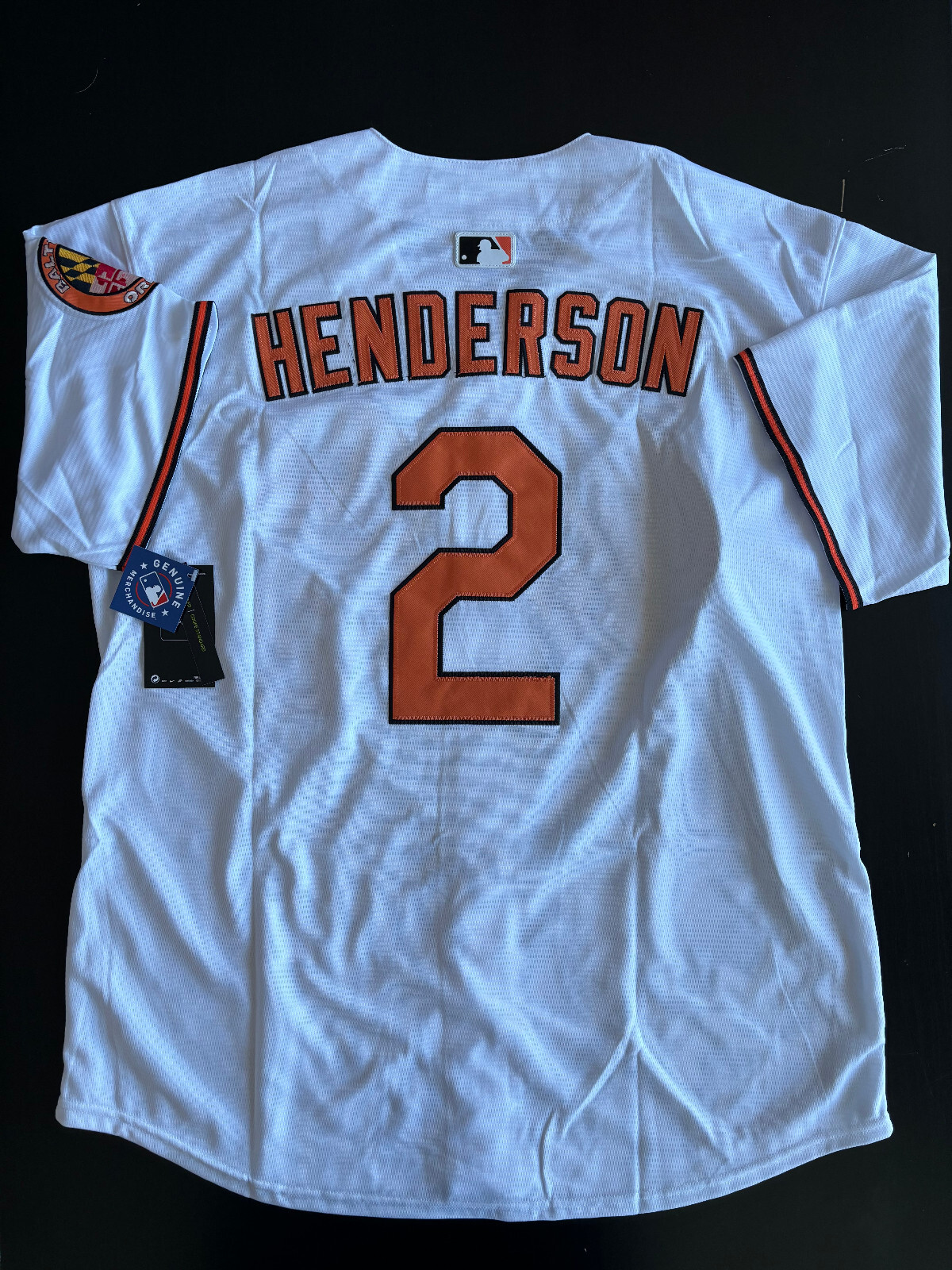 Gunnar Henderson #2 Men’s Baltimore Orioles White Flex Jersey LARGE – NWT