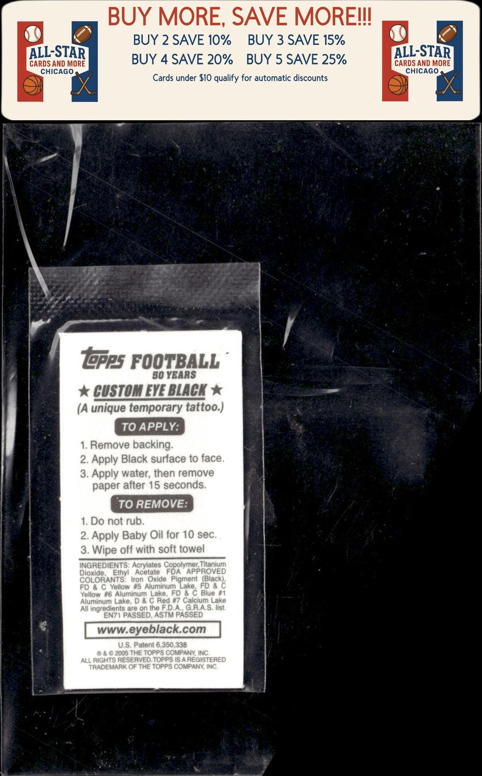 Topps Football # Custon Eye Black 50 Years None