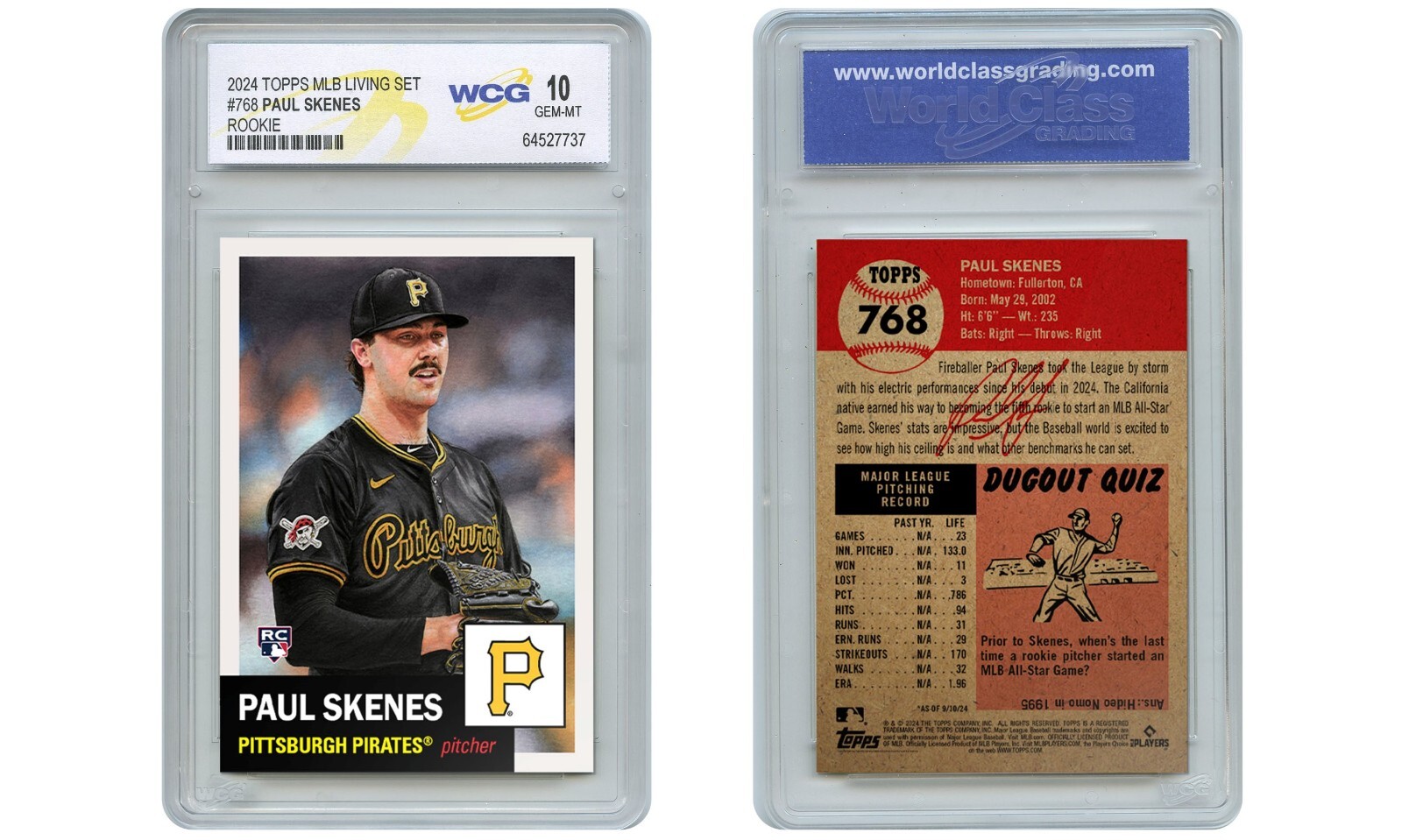 2024 Topps MLB Living Set PAUL SKENES Pittsburgh Pirates Card #768 GEM-MINT 10