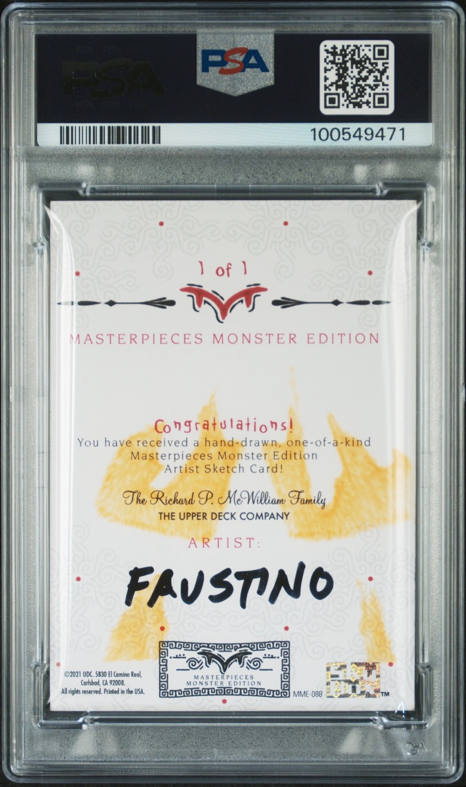Jim Faustino 2024 Masterpieces Monster Sketch Card *Cyclops* Rare 1 of 1 PSA 10