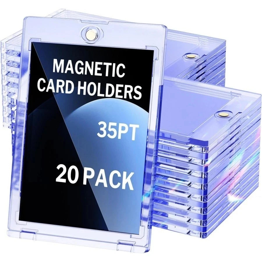 20 Pack Magnetic Trading Sports Card Holders 35pt One-Touch Hard UV Protection .
