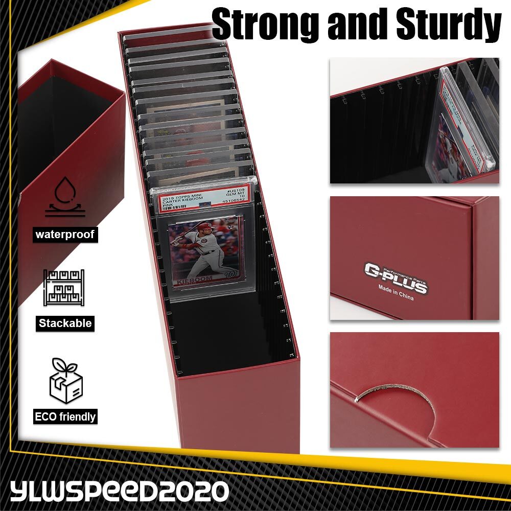 Wine Red Storage Case w/ Slots Option For Graded Card Slab Box Holder