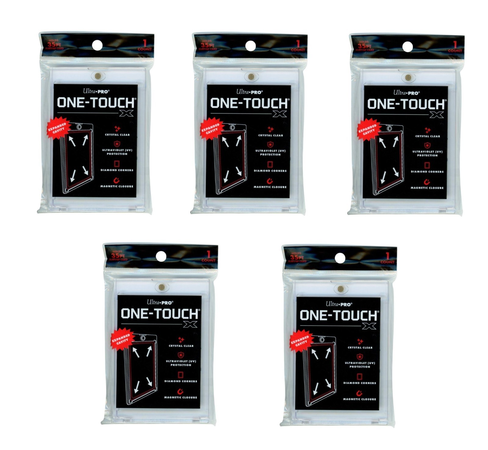 (5-Pack) Ultra Pro One Touch X 35pt UV Magnetic Card Holder For Sleeved Cards