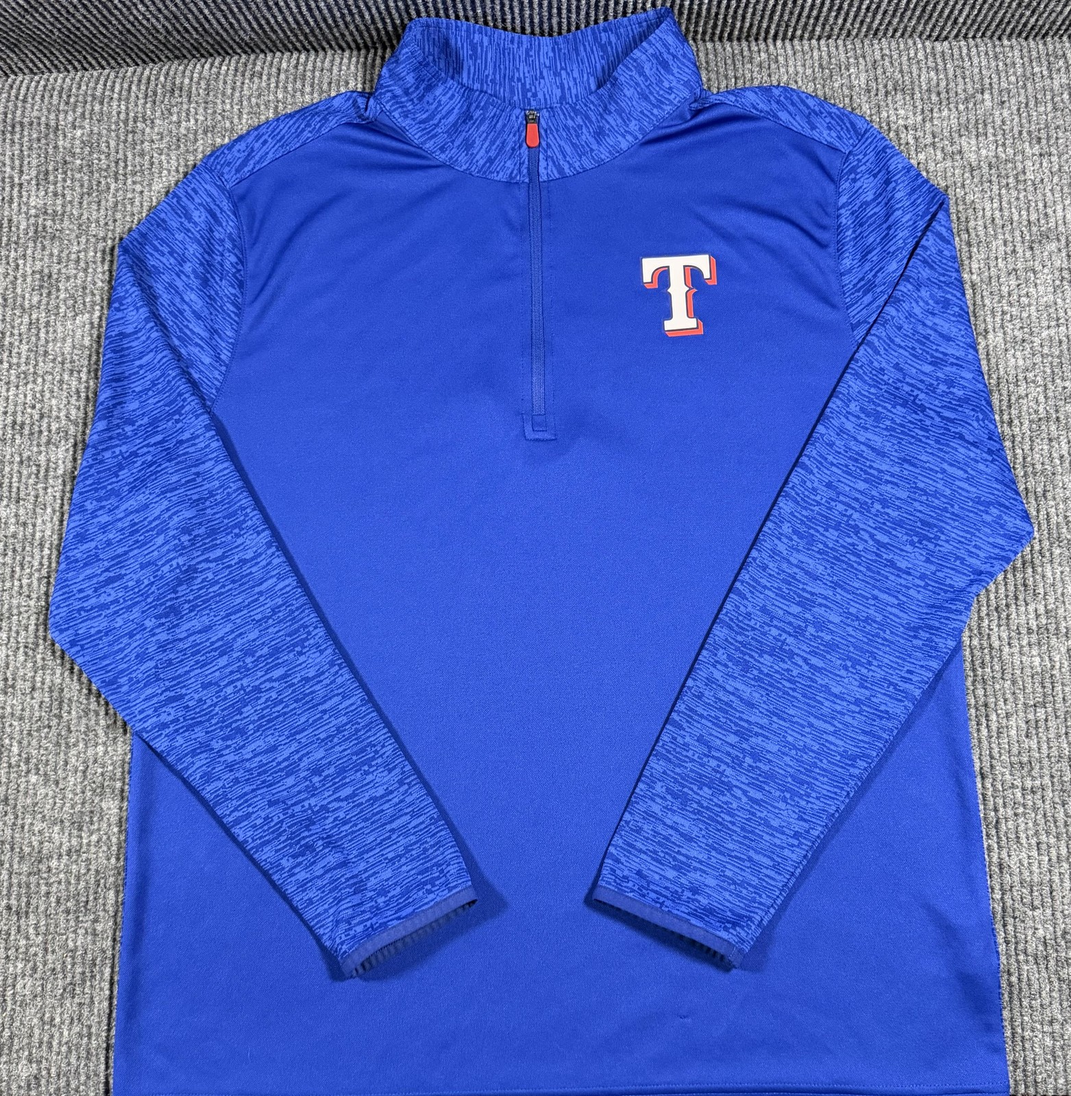 Texas Rangers Pullover Mens XL Majestic Cool Base 1/4 Zip Sweater Blue MLB