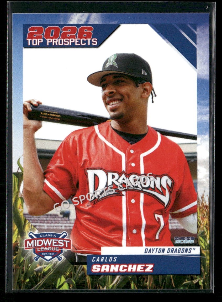 2026 Midwest League Top Prospects Carlos Sanchez RC Rookie Reds DR