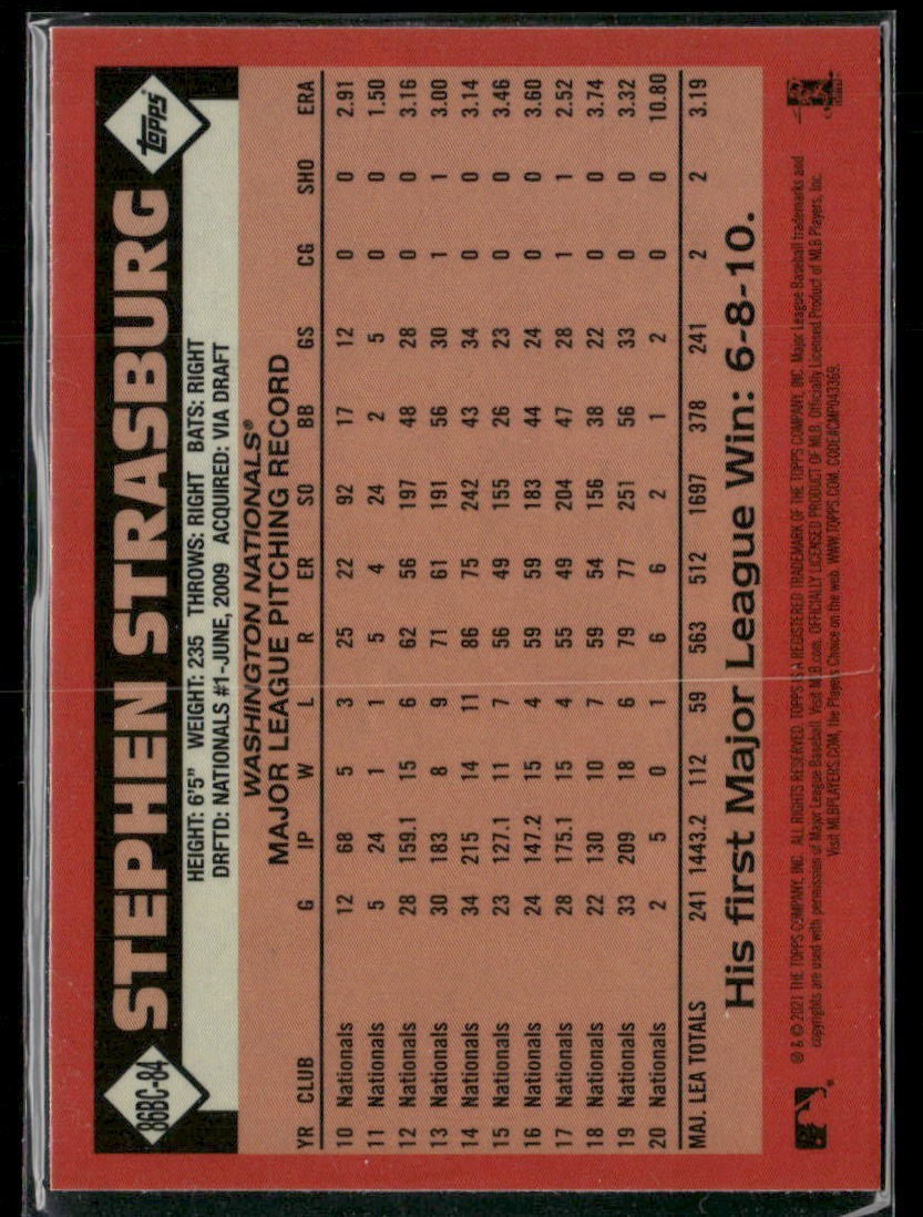 2021 Topps – Silver Pack 1986 Topps Chrome Baseball Stephen Strasburg #86BC-84