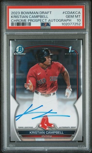 2023 Bowman Draft Kristian Campbell Chrome Prospect Auto 1st Bowman PSA 10