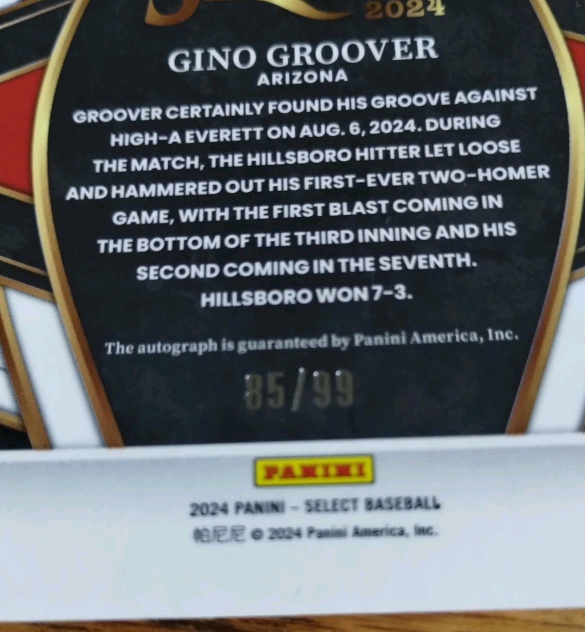2024 Panini Select – Signature Selections Gino Groover Auto #SS-GG Red Prizm /99