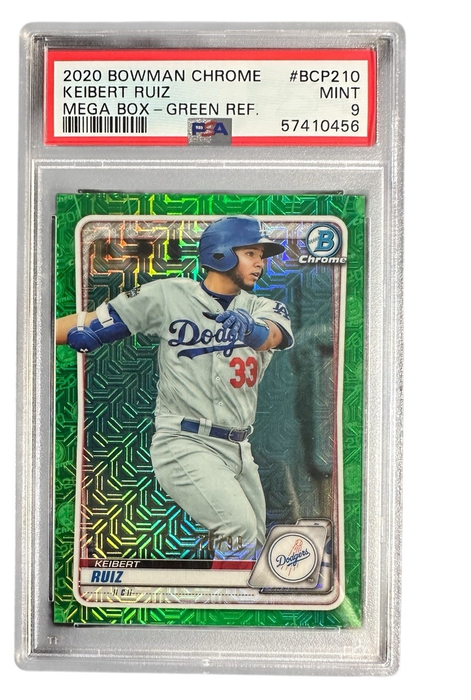 2020 Bowman Chrome #BCP-210 Keibert Ruiz RC Mojo Refractor Green #/99 PSA 9 POP2
