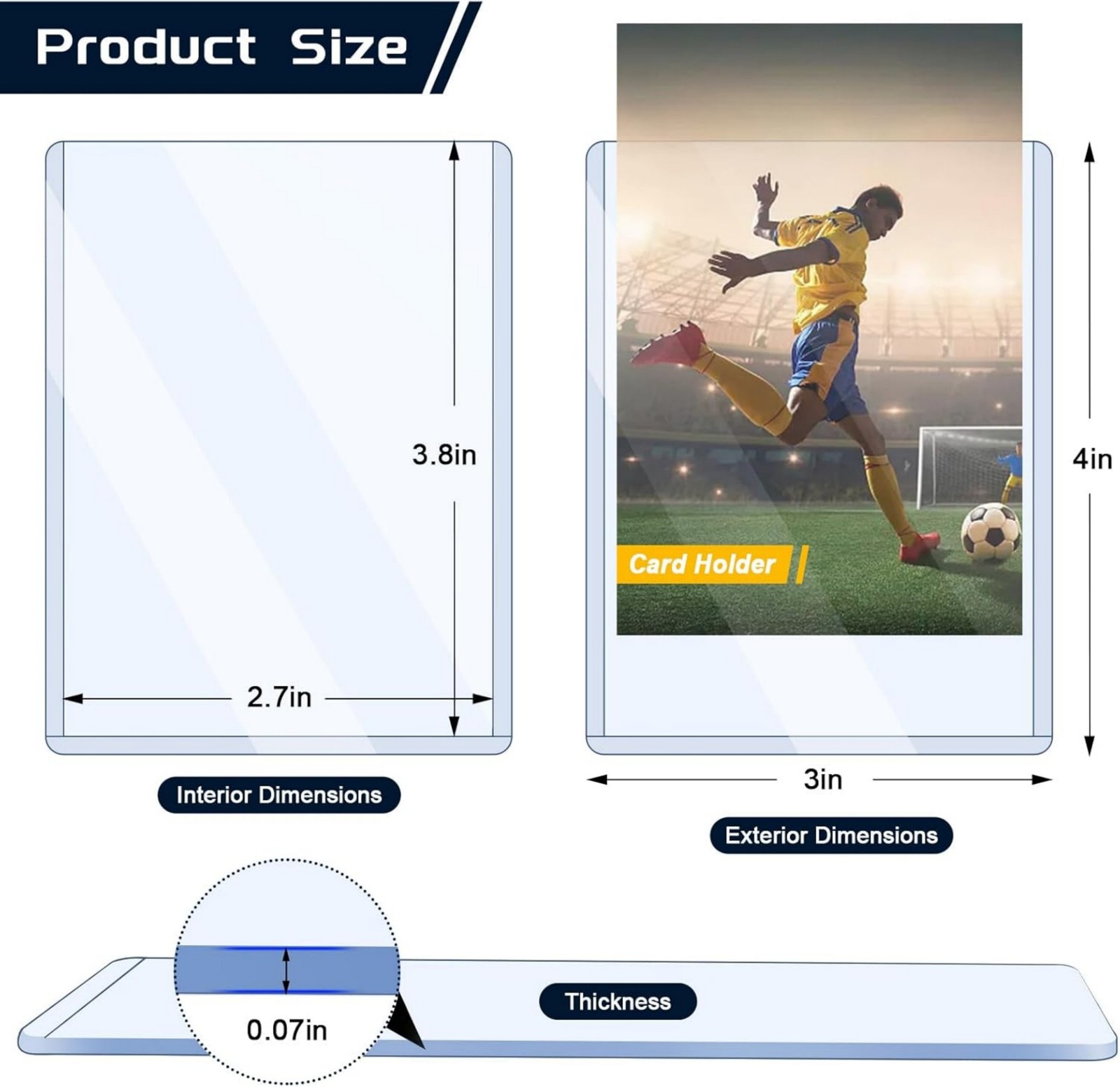 Rigid Blue PVC Toploaders 35PT For Baseball Basketball Cards 25/50/100/200pcs US