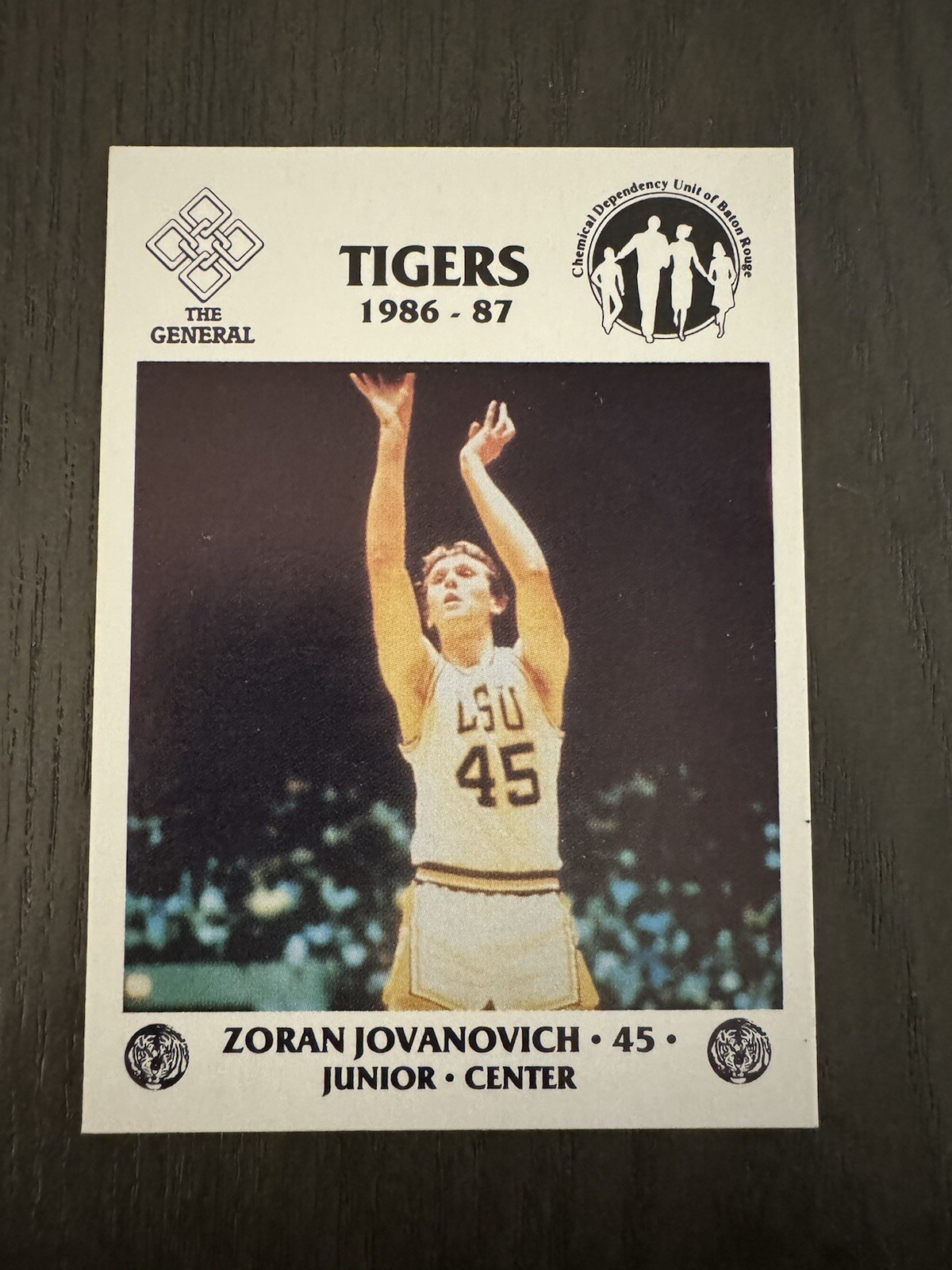 1986-87 McDag The General LSU Tigers ZORAN JOVANOVICH Basketball Card RARE