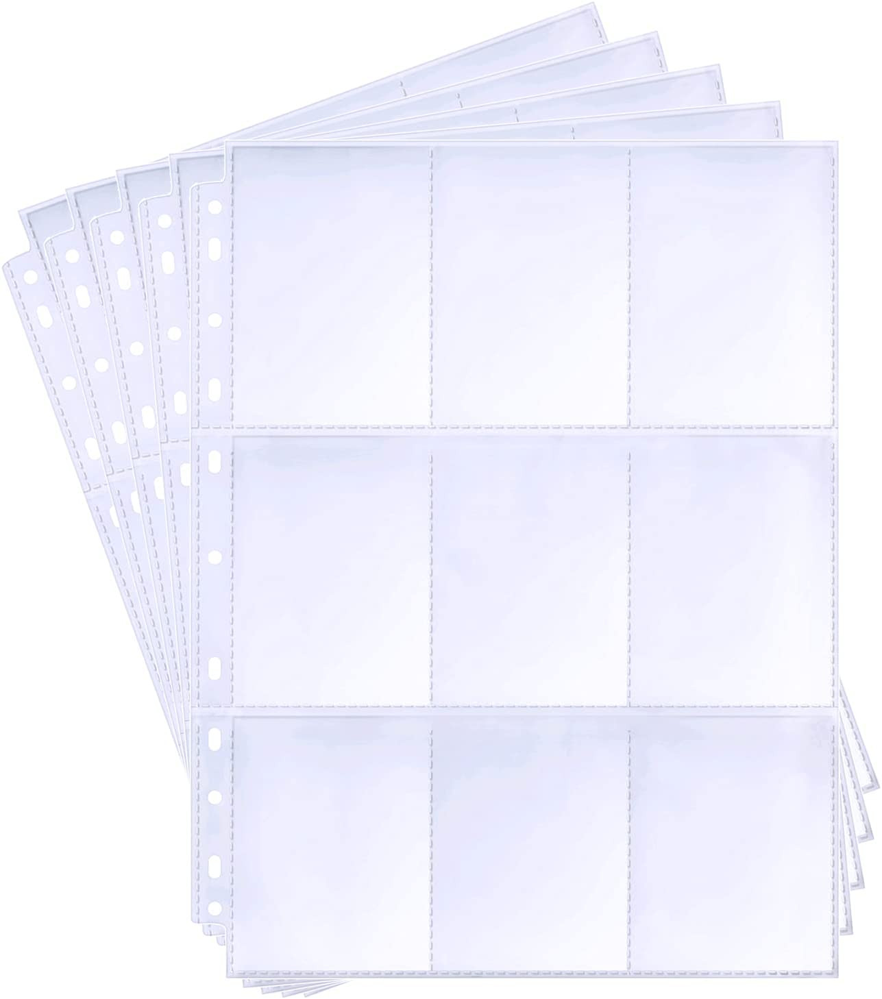 36-pack Trading Card Sleeve Pages 9-pocket Binder Sheets for Sports Game Cards