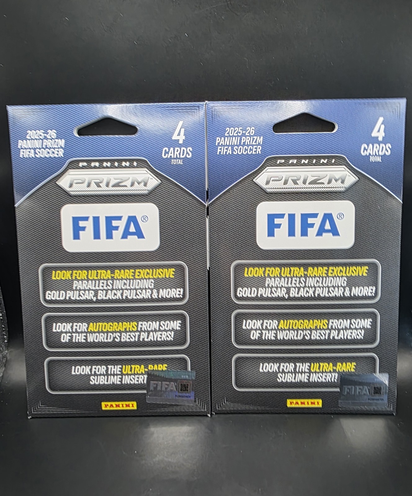 2 PACK LOT • 2025-26 Panini Prizm FIFA Soccer 4 Card Booster Pack FACTORY SEALED