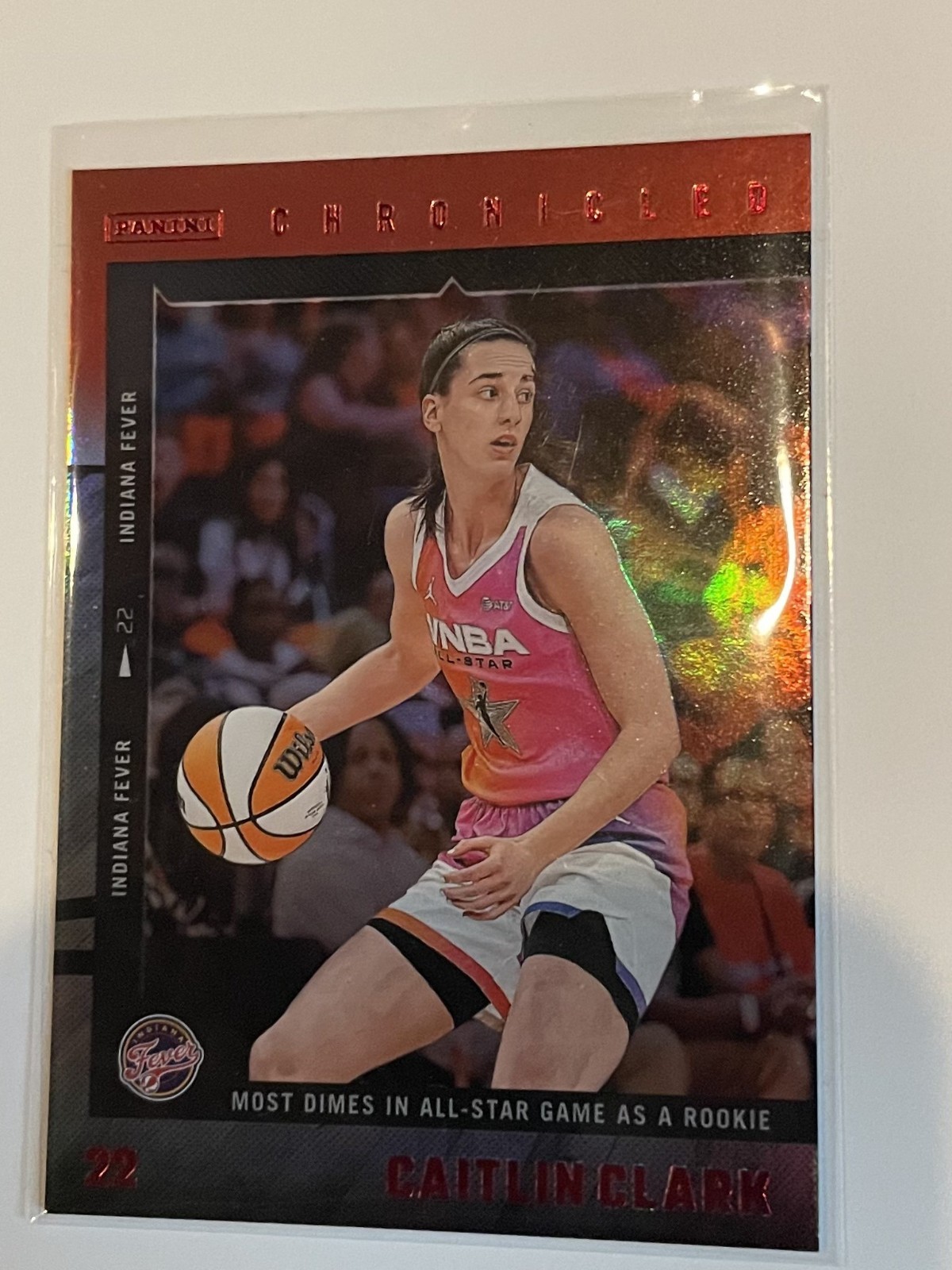 2025 Panini Caitlin Clark Chronicled no. 7 Red Holo All-Star Card Indiana Fever