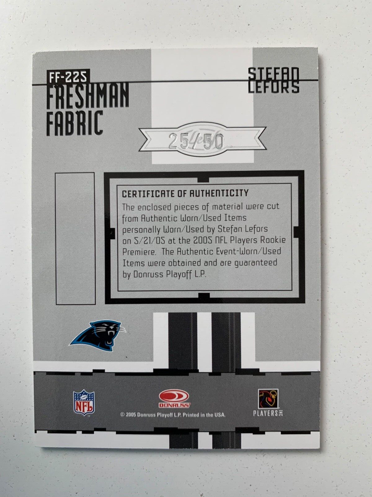 2005 Leaf Certified rc rainbow STEFAN LeFORS /5 /25 /50!! Carolina Panthers