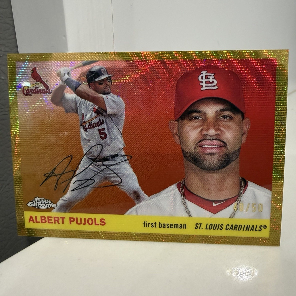 2025 Topps Chrome Platinum Albert Pujols Gold Refractor /50 #461