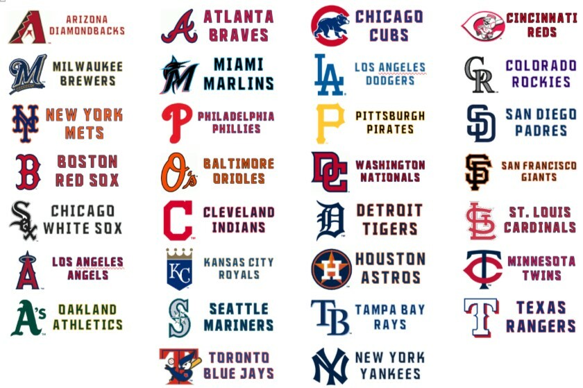 30 Customized MLB Logo Team Labels For BCW Sports Card Tall Dividers LABELS ONLY
