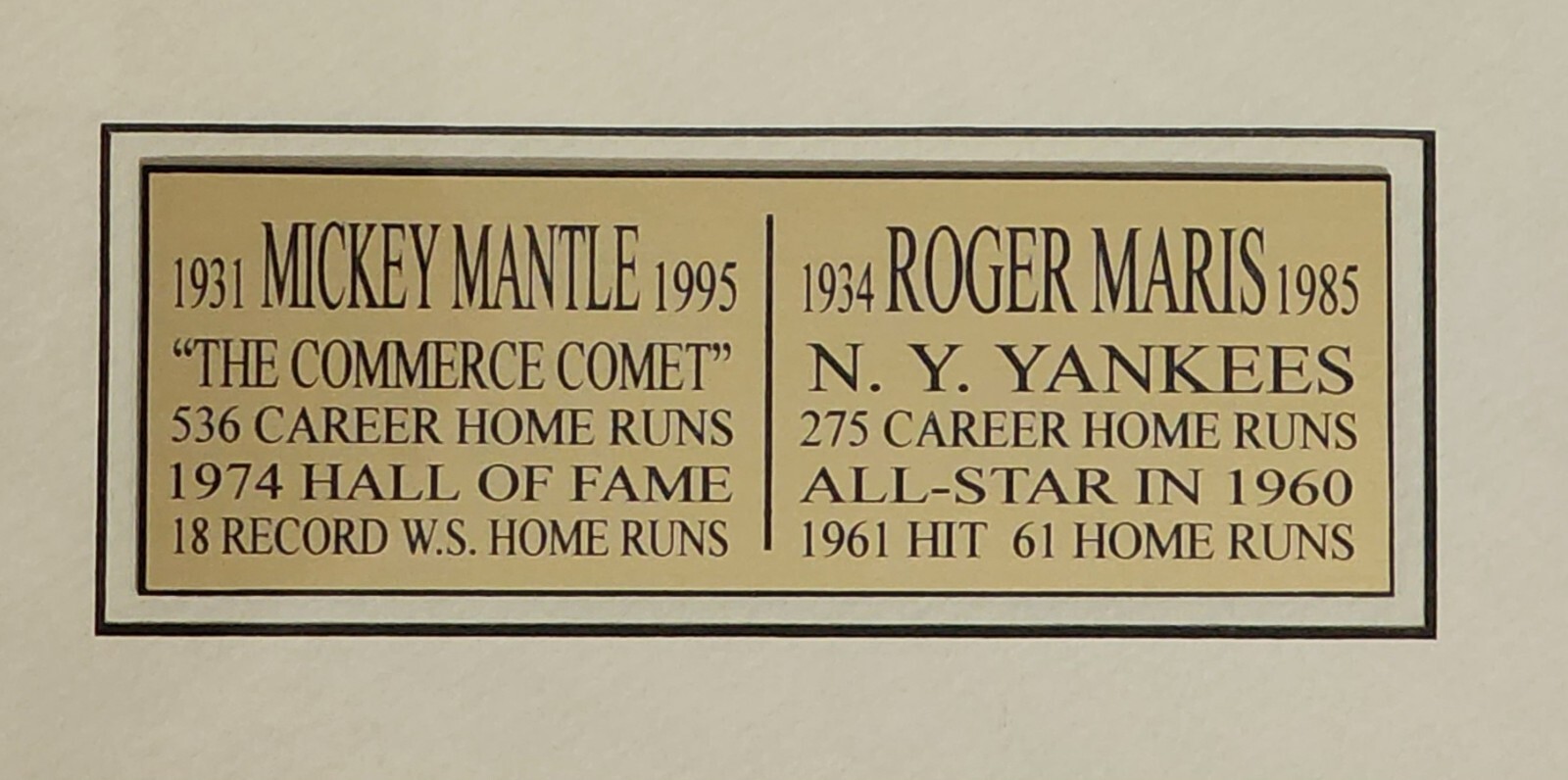 NY Yankees 3 Generations; Mantle & Maris, Gehrig & Ruth, A. Rod & Jeter Collage.