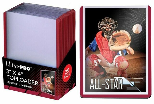 (25) Ultra Pro Red Border Toploaders 3×4 Topload Baseball Trading Card Holders