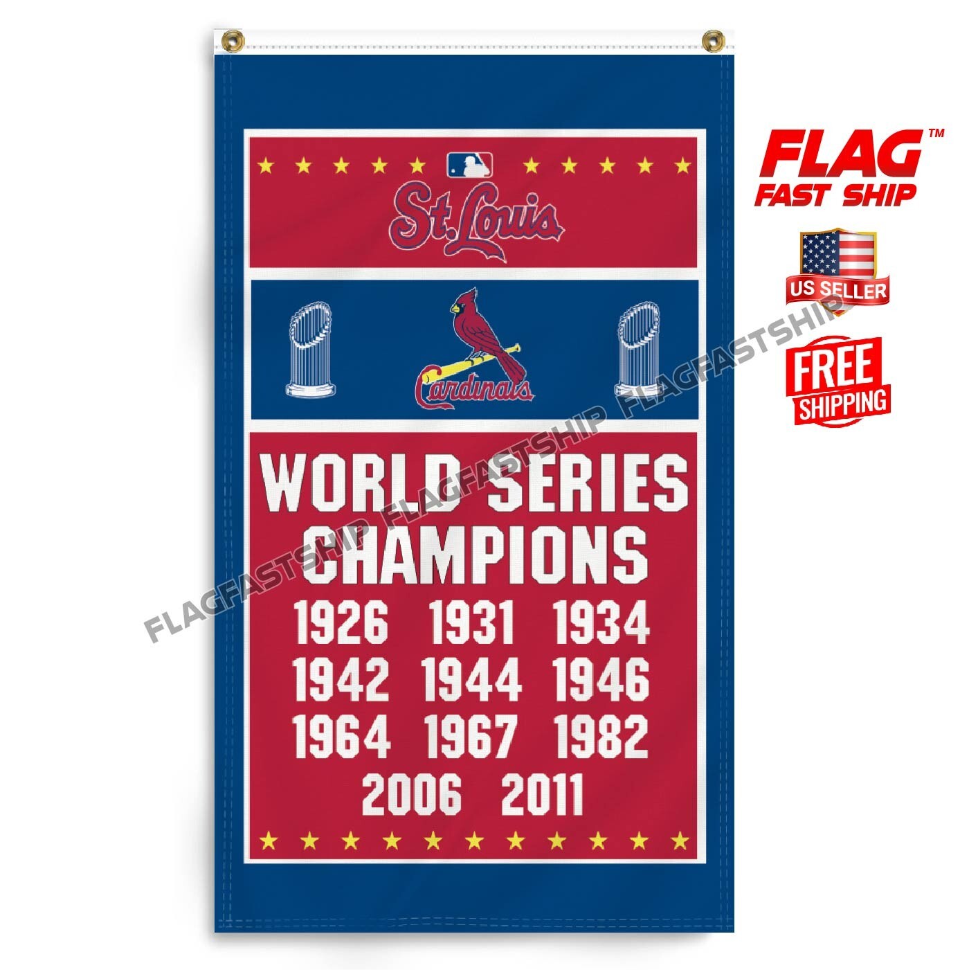 St. Louis Cardinals Flag 3×5 FT Banner MLB World Series Champion FREE SHIPPING