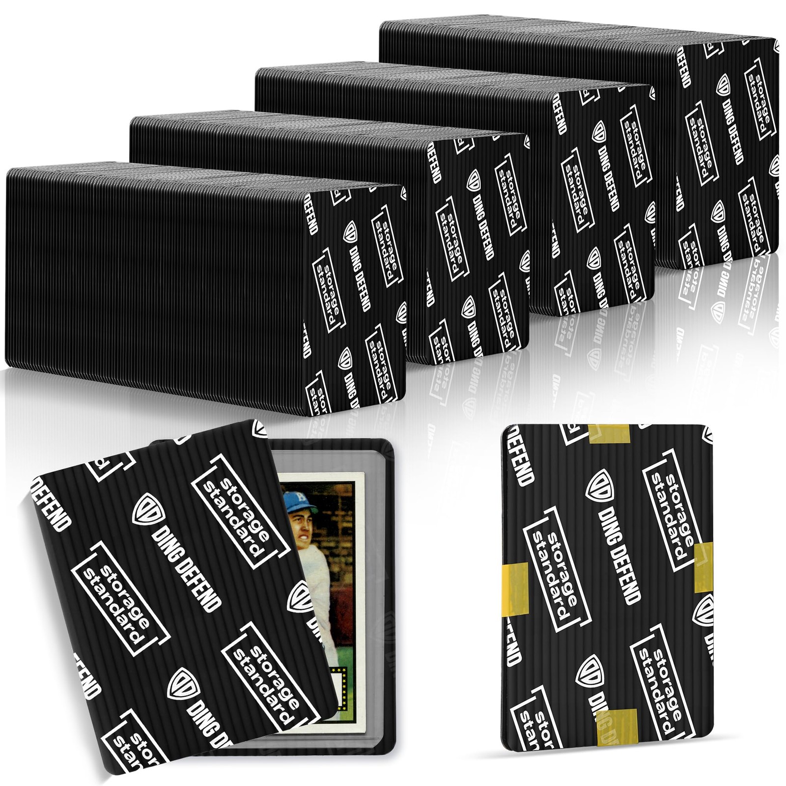 Ding Defend 510Pack Trading Card Protector Shipping 3.5 x 4.5 Inch Black Hob…