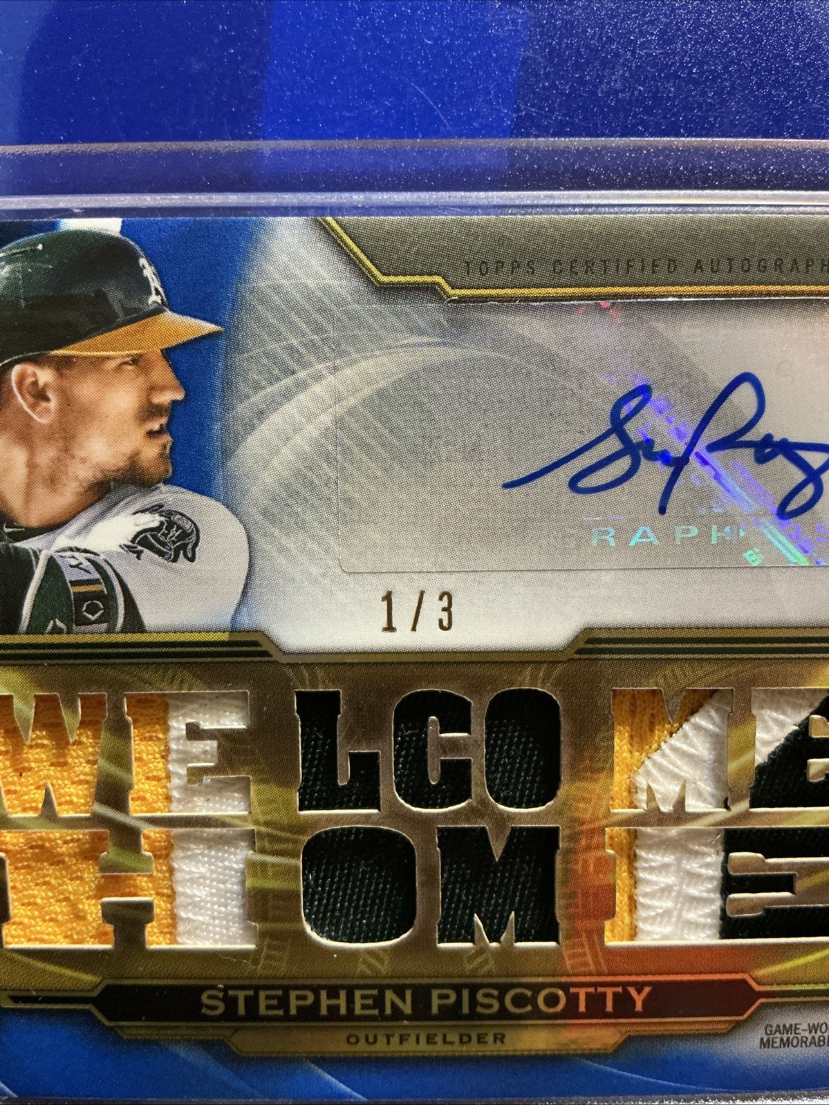 2019 Topps Triple Threads Auto Relics Blue 1/3 Stephen Piscotty #TTAR-SPI1 Auto
