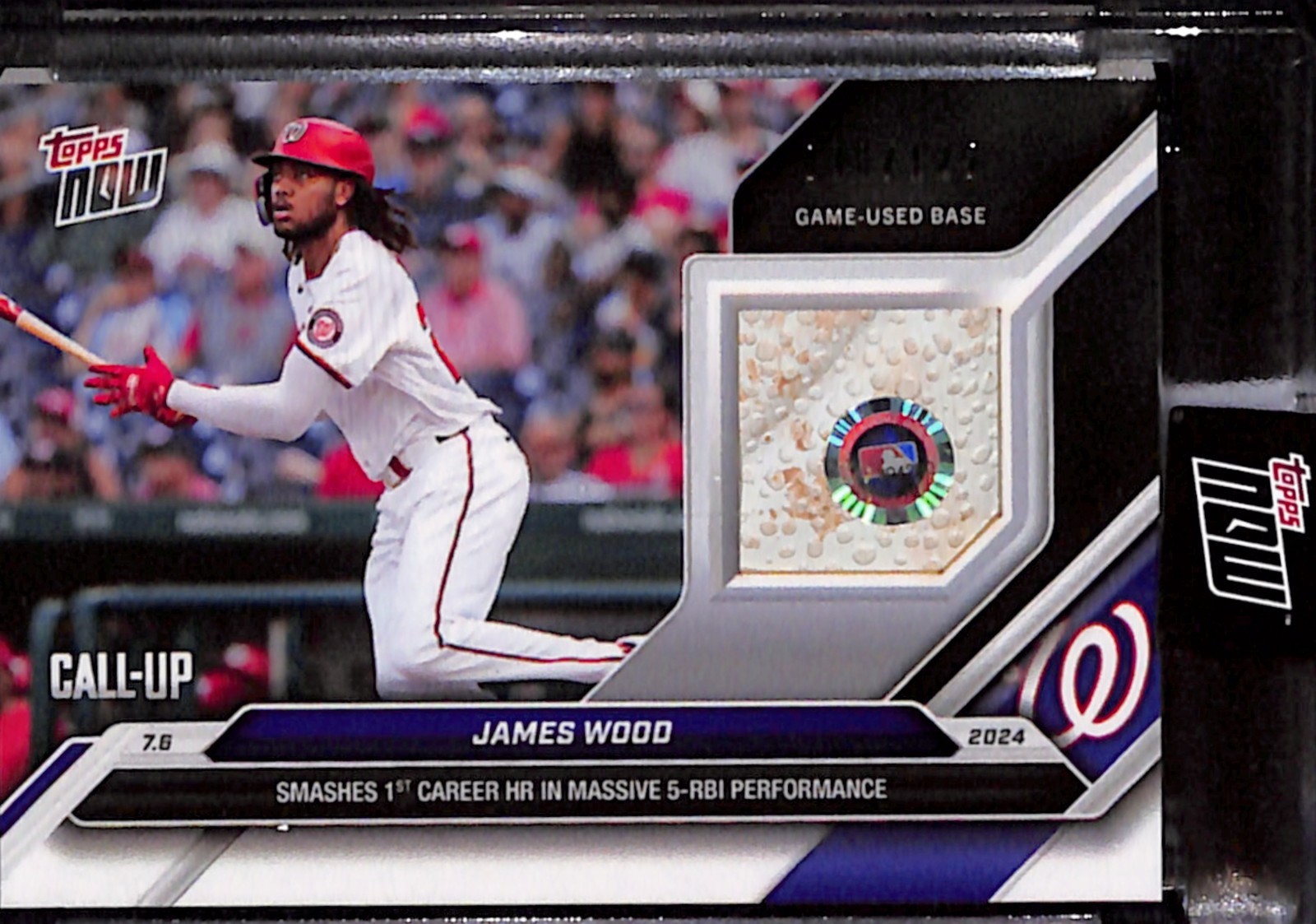 2024 Topps Now Call-Up Washington Nationals James Wood 392A Game Used Base /125