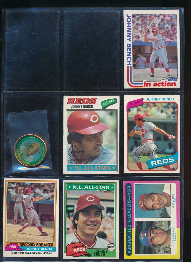Lot (7) 1977 Topps Johnny Bench #70 401 100 149 308 600 201 (HR94)