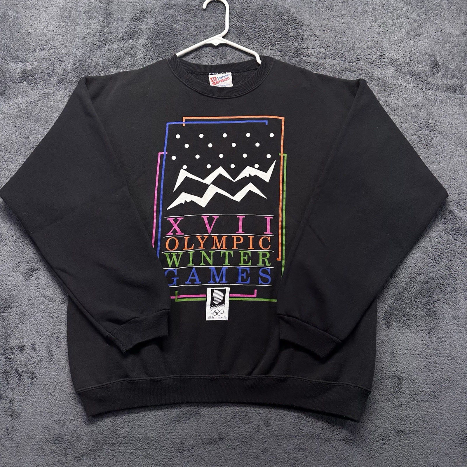 Vintage 1994 Winter Olympics Lillehammer Norway Sweatshirt USA Size XL Black