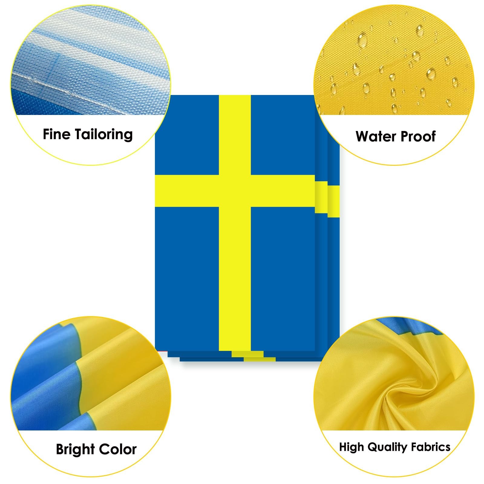 AhfuLife 30 Pcs Sweden String Flags for National 5.51×8.26 in-30 Pcs,