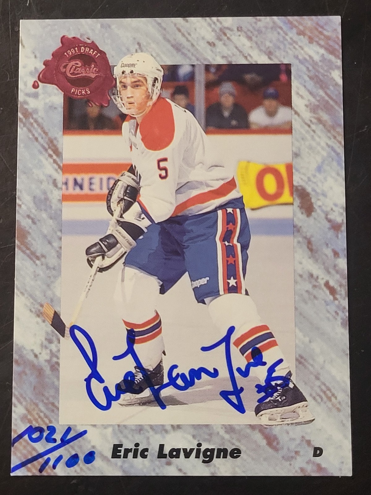 1991 Classic Hockey draft picks Eric Lavigne AUTO #1021/1100