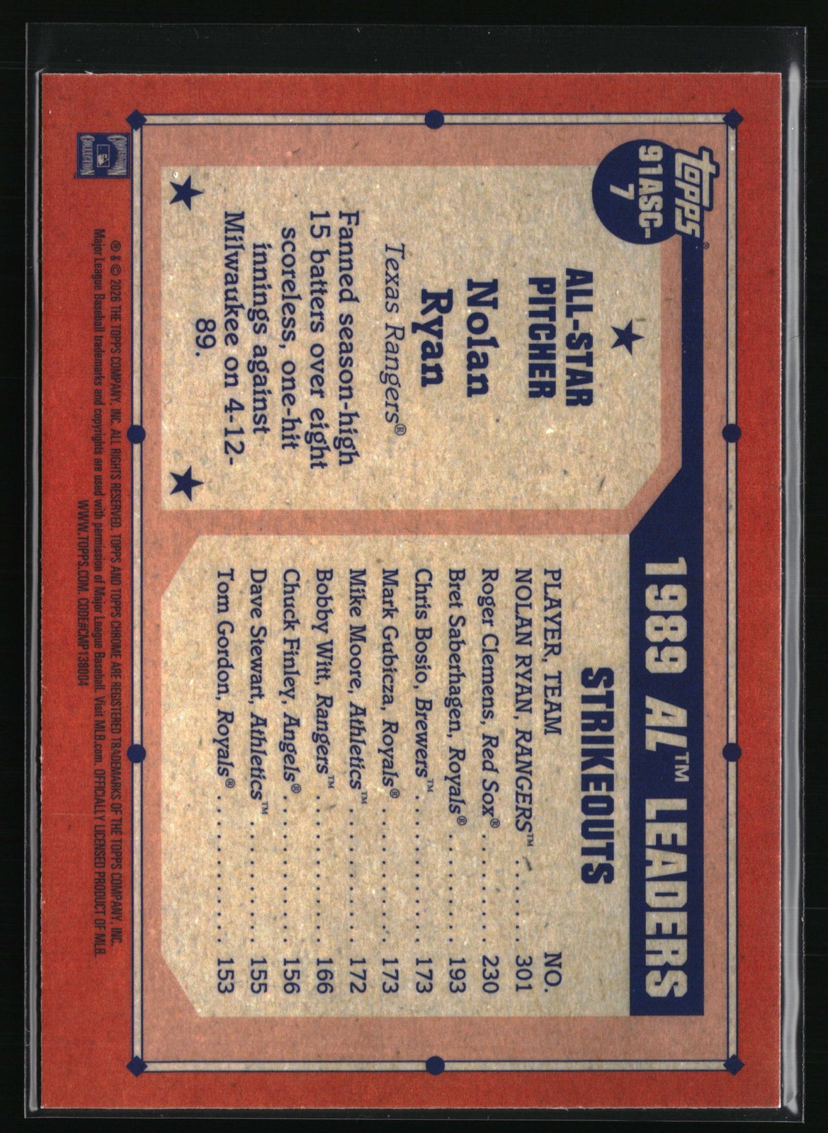 2026 Topps Nolan Ryan 1991 Topps Baseball 35th Anniv Chrome All-Stars Series Two