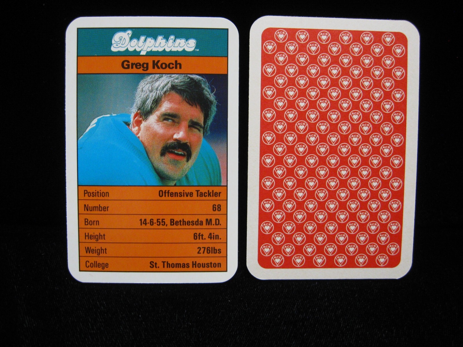 1987 Greg Koch Miami Dolphins “Ace Fact Pack” United Kingdom #68