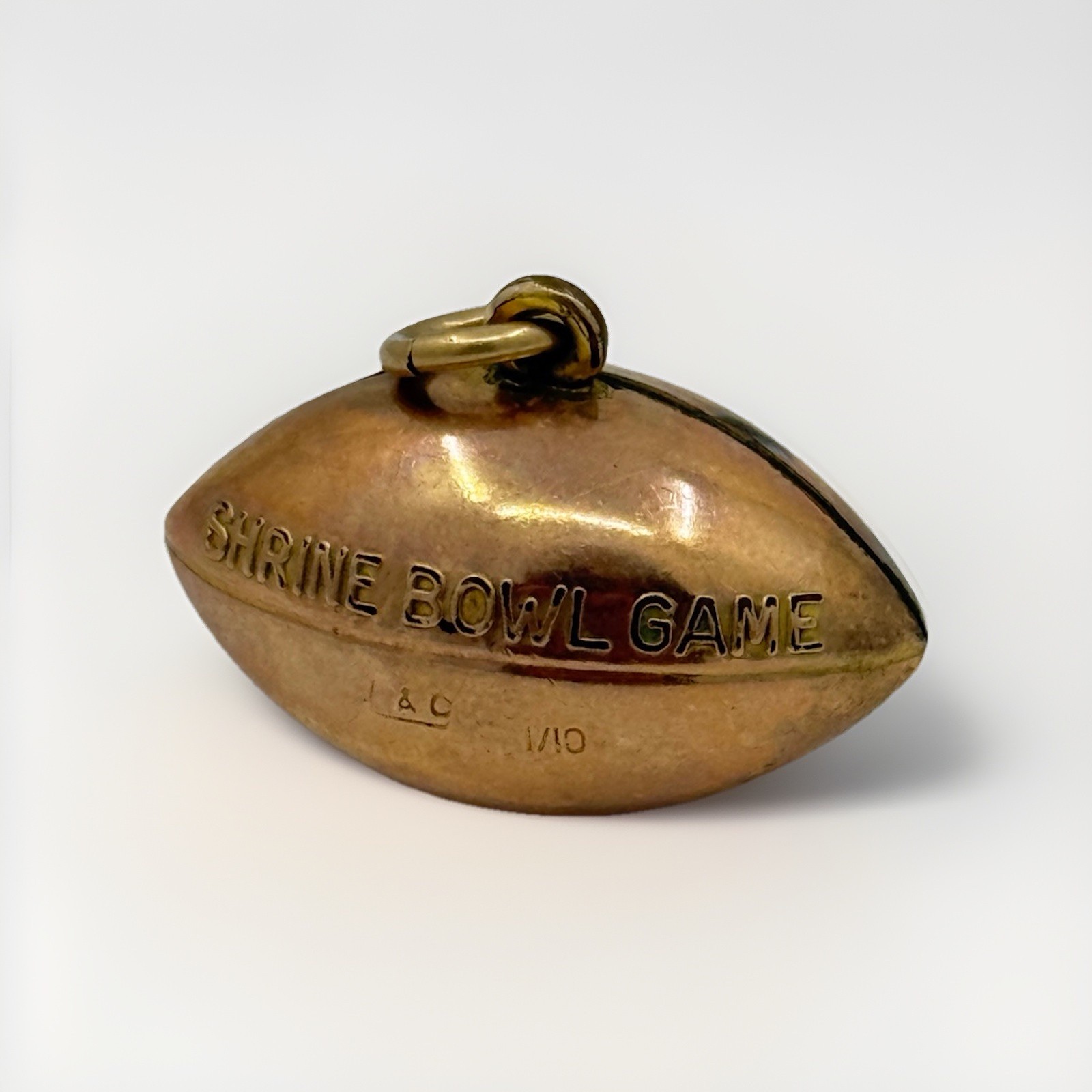 1955 Shrine Bow Game Champions Football Pendant 1/10 Goldfill 1” 4.2g NC SC