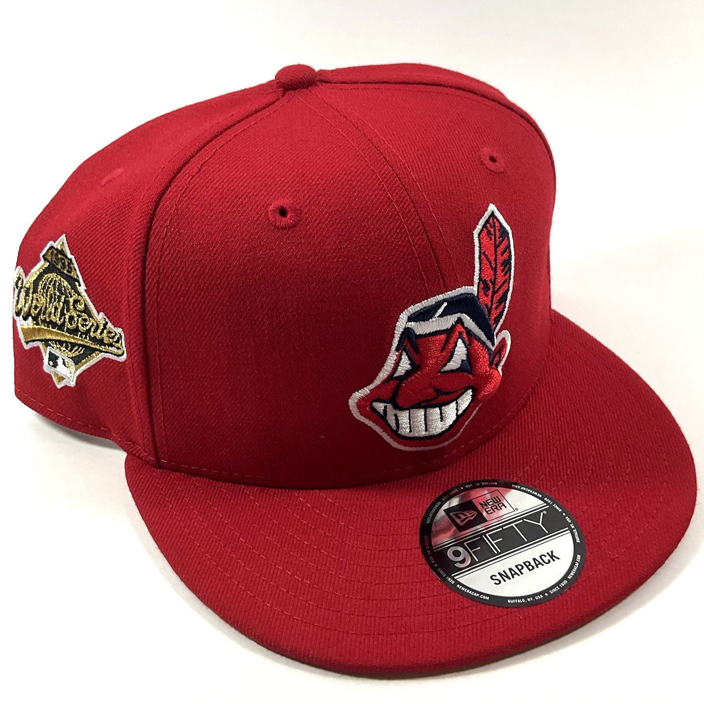 New Era Cleveland Indians Exclusive CHIEF WAHOO Red GOLD 9FIFTY Snapback Hat Cap