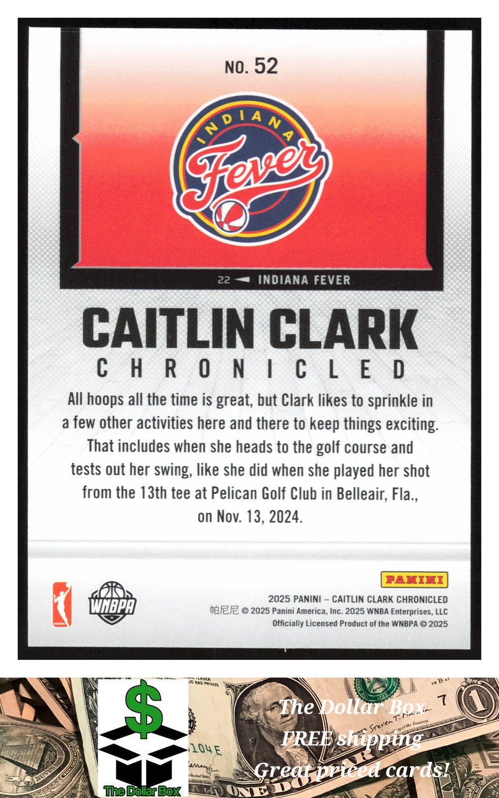 2025 Panini Caitlin Clark Chronicles Card #52 Chronicled