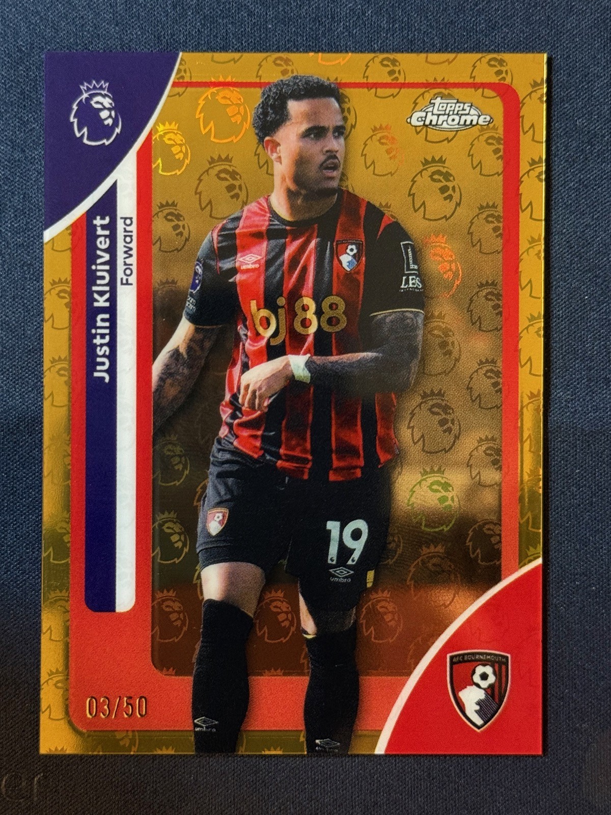 2025-26 Topps LogoFractor EPL Justin Kluivert Gold LogoFractor /50 Bournemouth