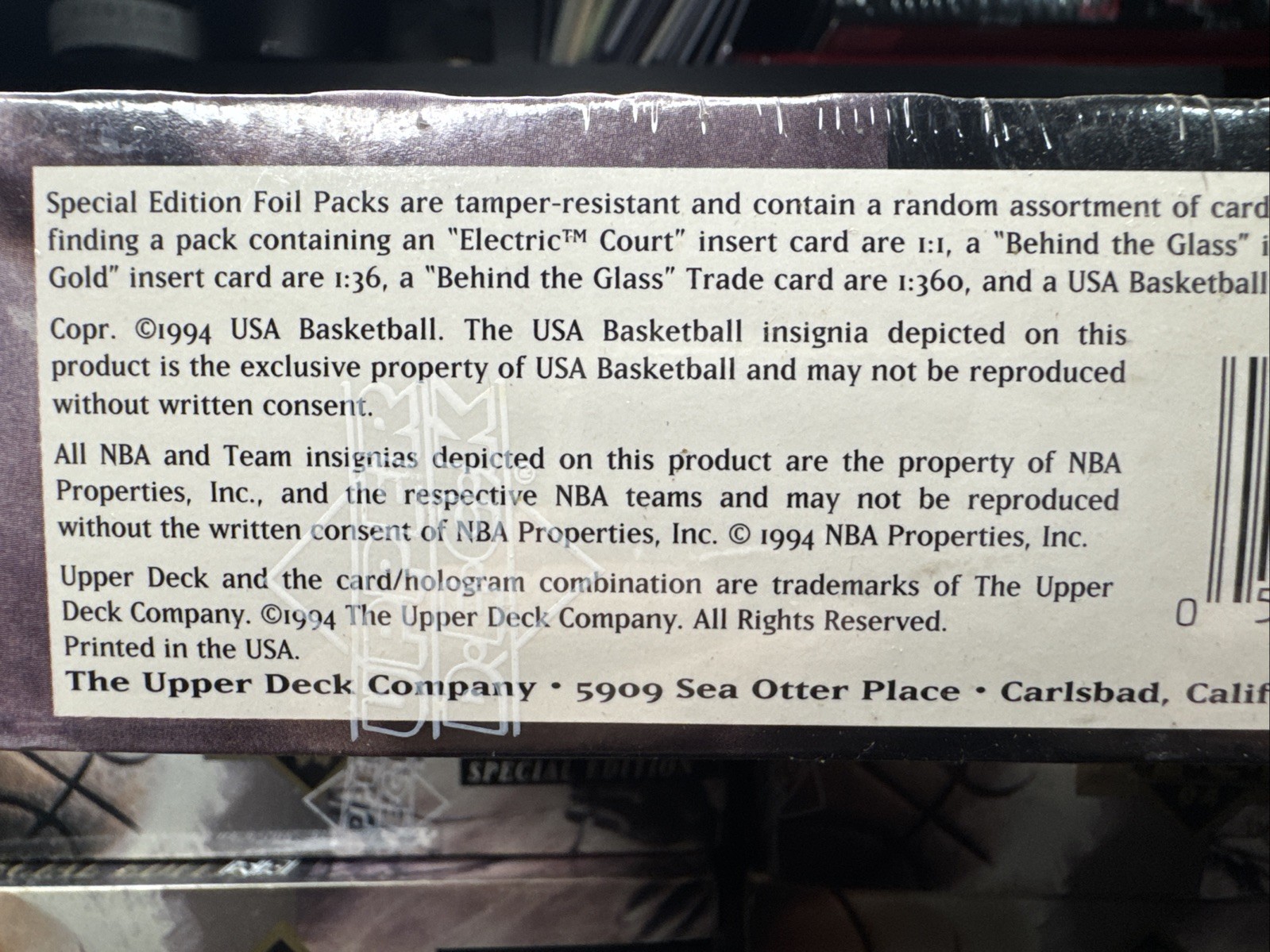 1993-94 Upper Deck Special Edition SE NBA Behind The Glass Sealed Hobby Box