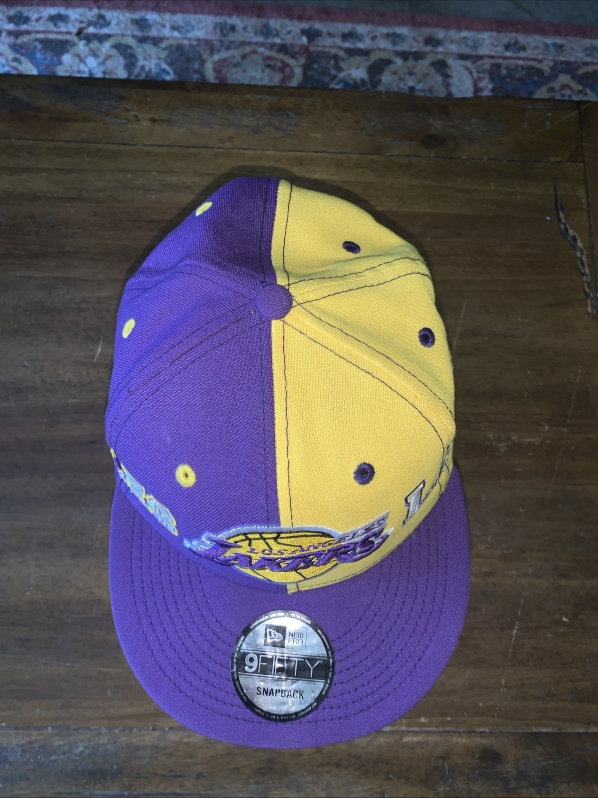 Los Angeles Lakers New Era Team Split 9FIFTY Snap Back Hat-Purple/Yellow